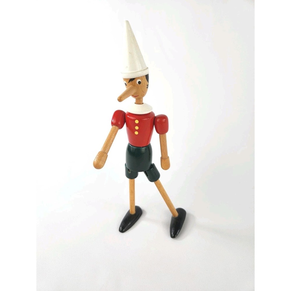 Vintage Wooden Pinocchio Articulated Figure Made in Italy Display Movie Wood